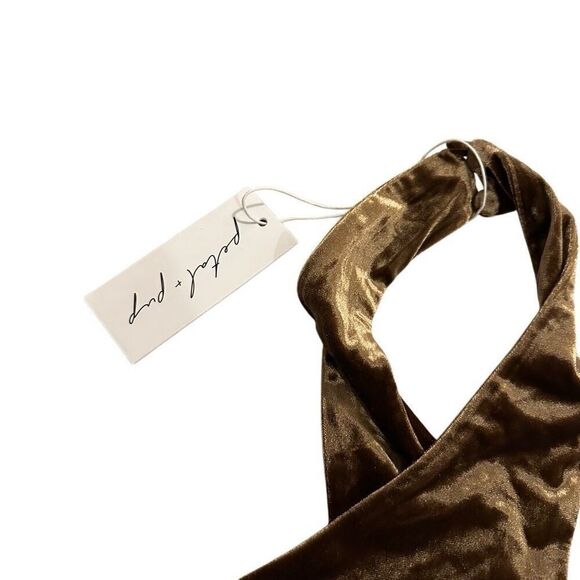 Petal and Pup Celine Velvet Halter Top Brown Sexy Classy - Picture 4 of 10